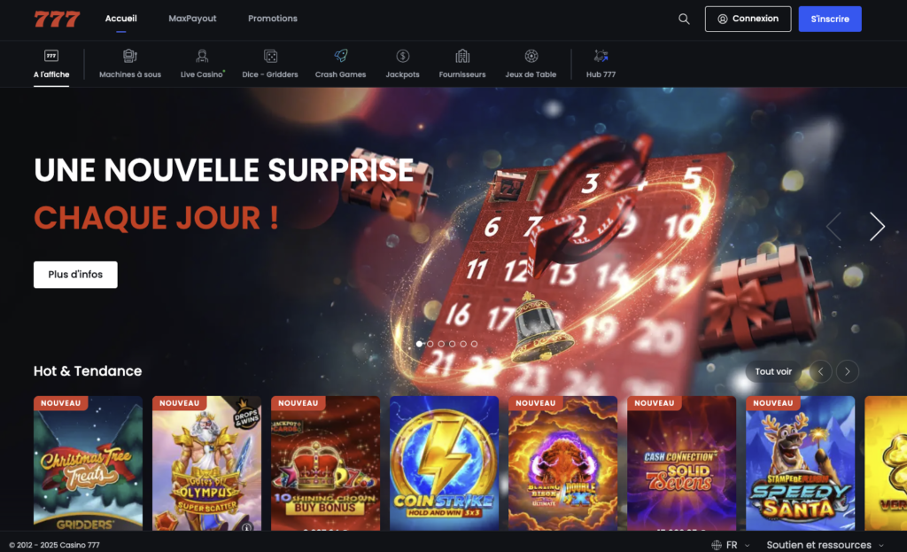 Page accueil casino777