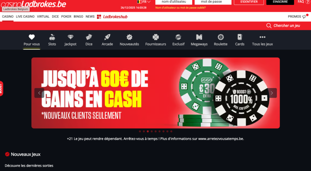 page accueil ladbrokes belgique 