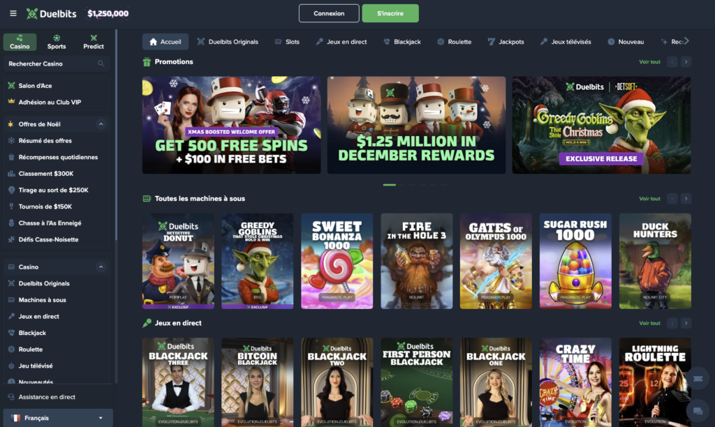 page accueil duelbits