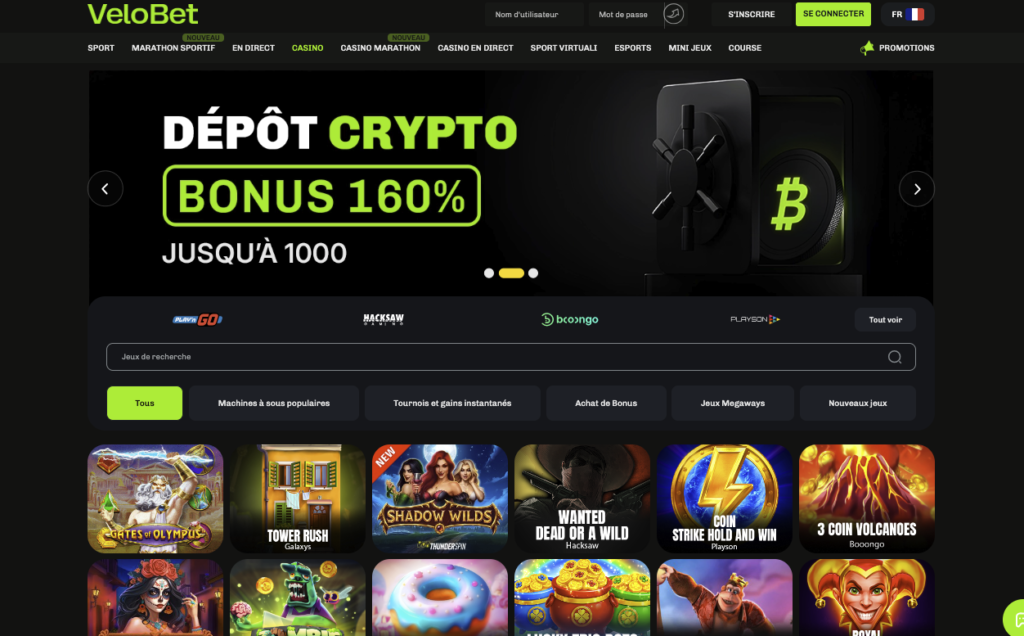 page accueil velobet